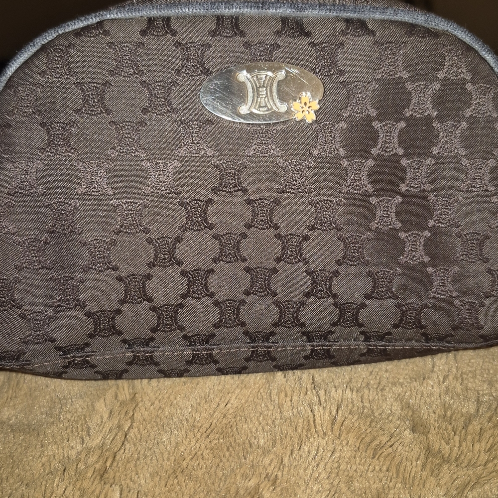 Celine Brown Fabric Cosmetic Pouch